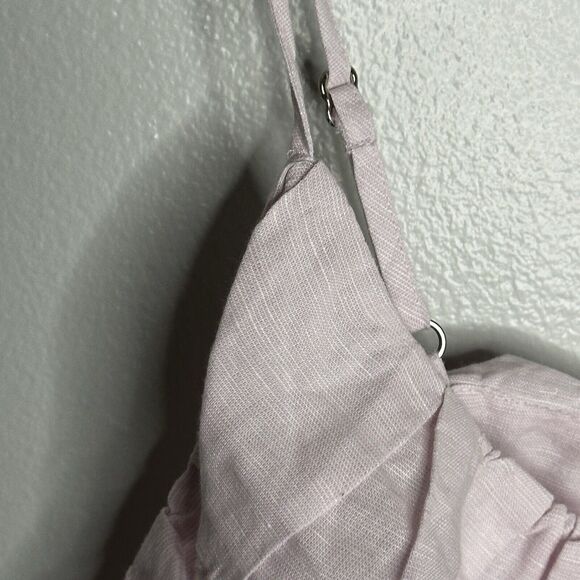 J. Crew linen New Ruffle Tank Pajama Set in Pastel Pink Print Large - Picture 8 of 13